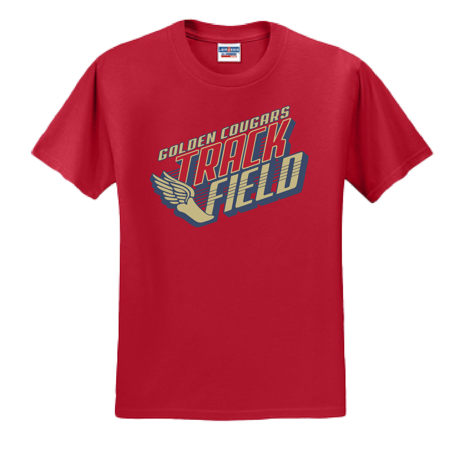 Golden Cougars Track – Cotton Short Sleeve Shirt – True Red product image