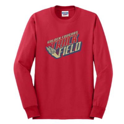 Golden Cougars Track - Cotton Long Sleeve Shirt - True Red