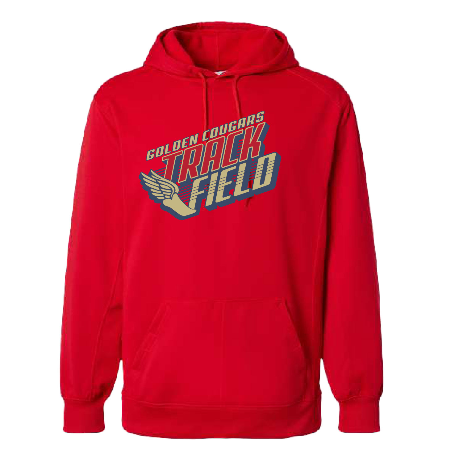 Golden Cougars Track – POLY Hooded Sweatshirt – Red product image
