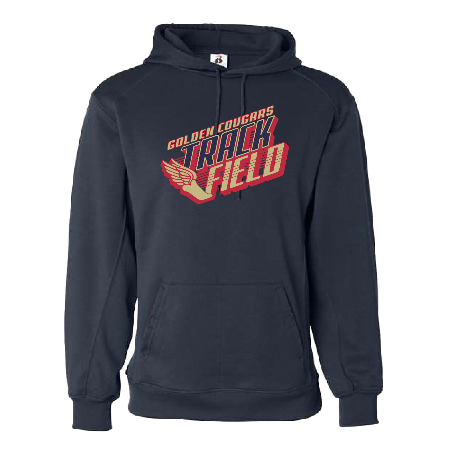 Golden Cougars Track – POLY Hooded Sweatshirt – Navy product image