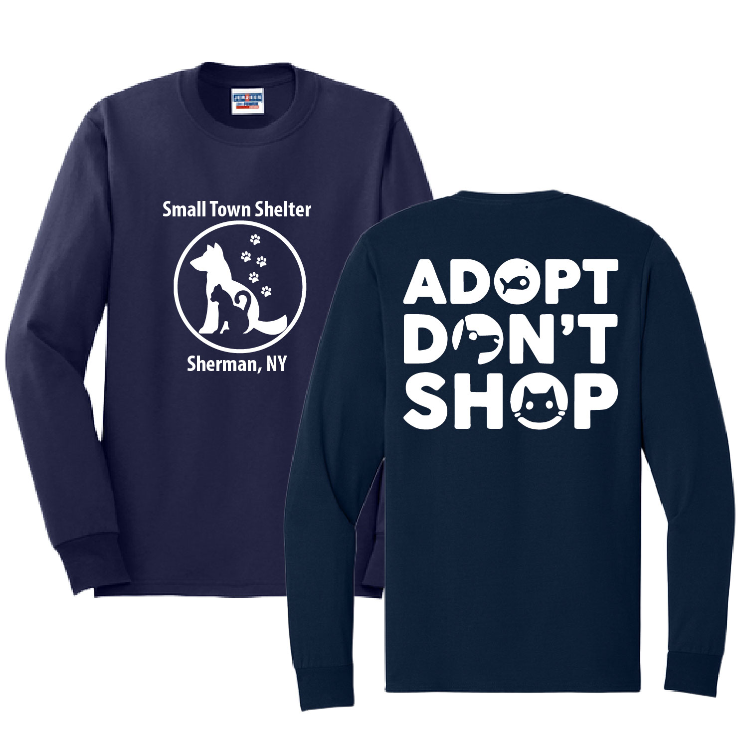 Small Town Shelter – Cotton Long Sleeve Shirt – Navy product image