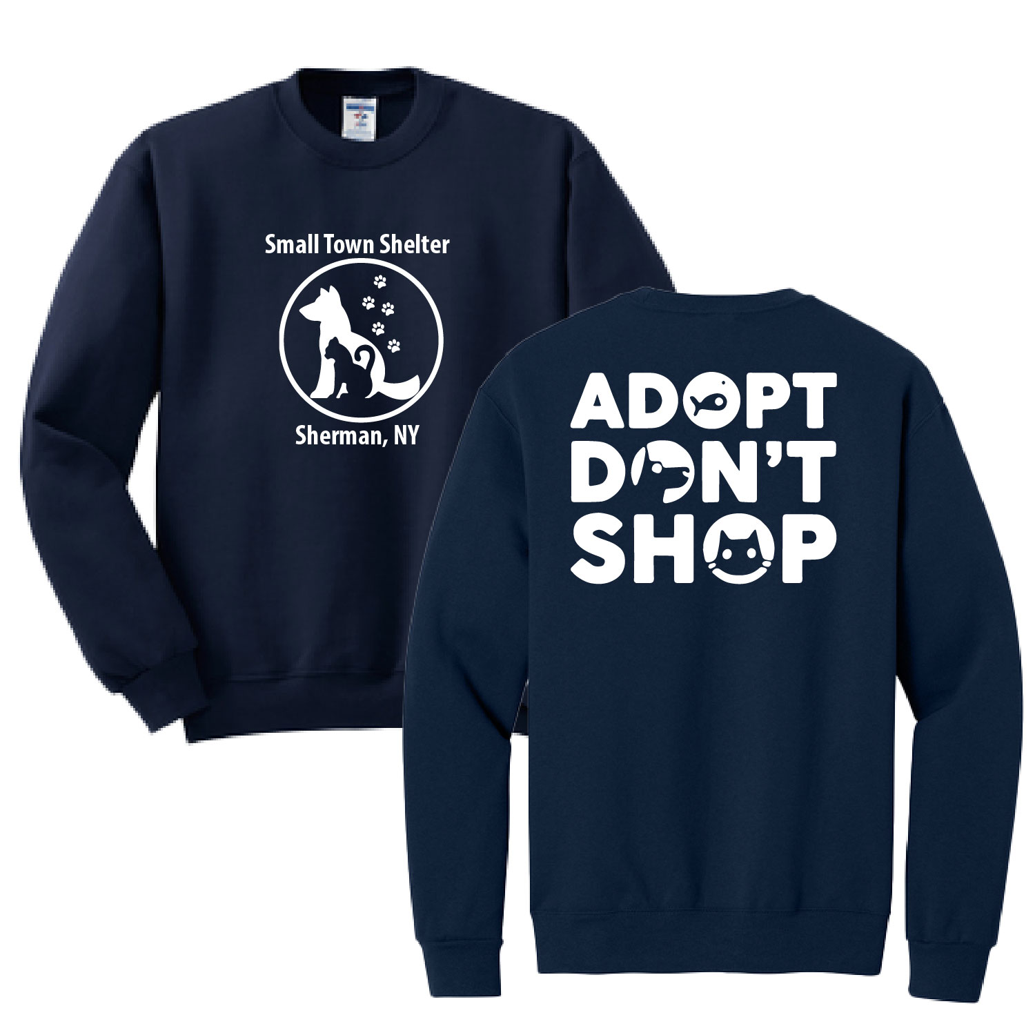 Small Town Shelter – Cotton Crewneck- Navy product image