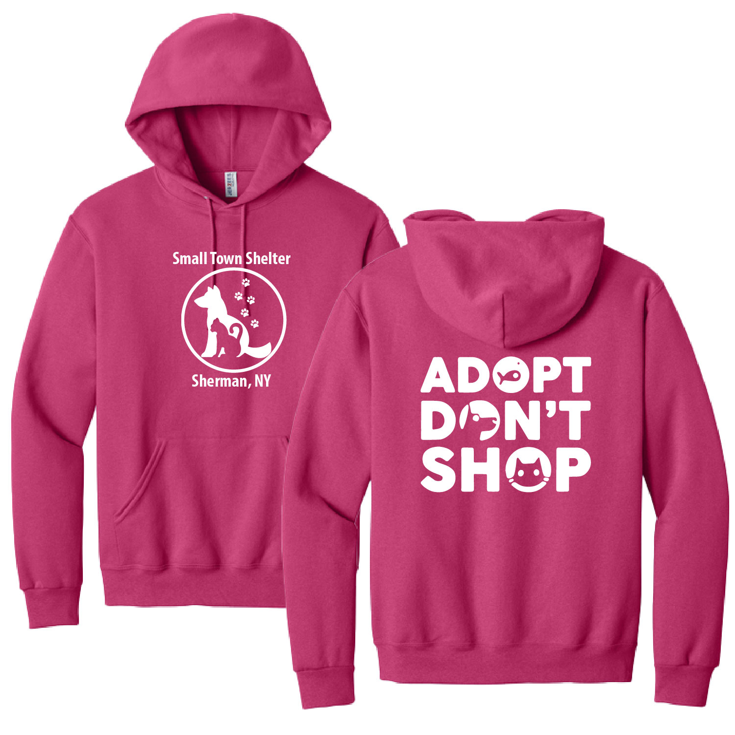 Small Town Shelter – Cotton Hooded Sweatshirt – Cyber Pink product image