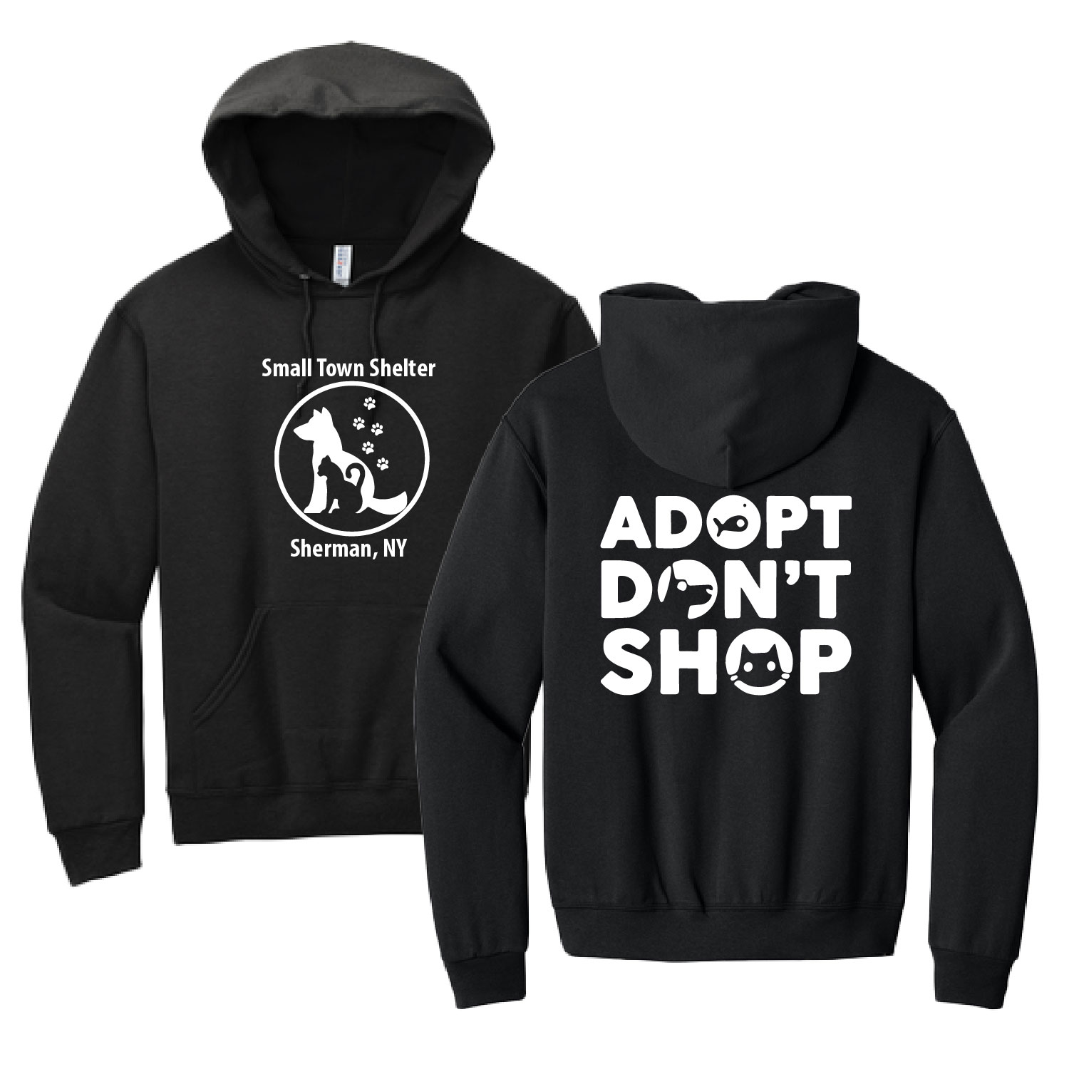 Small Town Shelter – Cotton Hooded Sweatshirt – Black product image