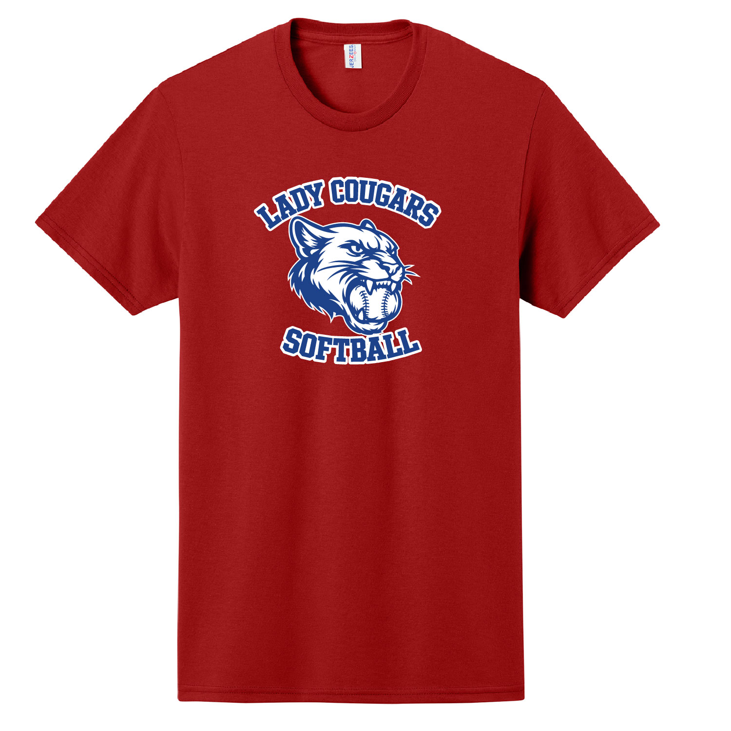 Cassadaga Valley Lady Cougar Softball - Cotton Short Sleeve Shirt - Red - Image 2