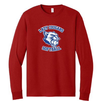 Cassadaga Valley Lady Cougar Softball - Cotton Long Sleeve Shirt - Red