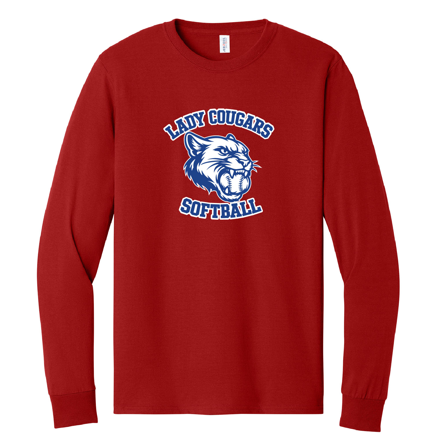 Cassadaga Valley Lady Cougar Softball – Cotton Long Sleeve Shirt – Red product image