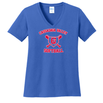 Cassadaga Valley Lady Cougar Softball - Ladies V-neck - Royal
