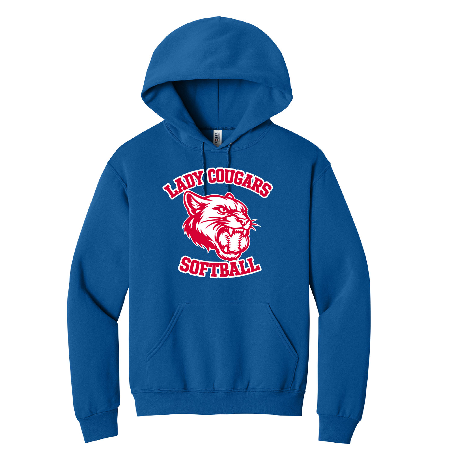 Cassadaga Valley Lady Cougar Softball - Cotton Hooded Sweatshirt - Royal - Image 2