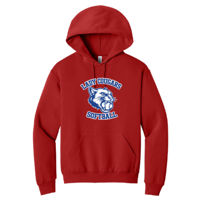 Cassadaga Valley Lady Cougar Softball - Cotton Hooded Sweatshirt - Red