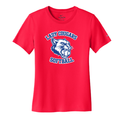 Cassadaga Valley Lady Cougar Softball - Ladies NIKE Short Sleeve Shirt - University Red