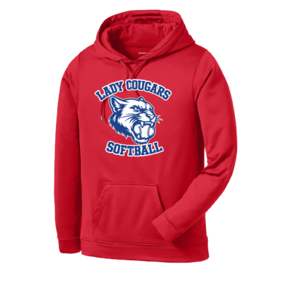 Cassadaga Valley Lady Cougar Softball - POLY Hooded Sweatshirt - Red