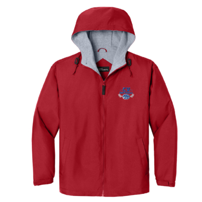Cassadaga Valley Lady Cougar Softball – Water Resistant Hooded Team Jacket – Red – EMBROIDERED product image