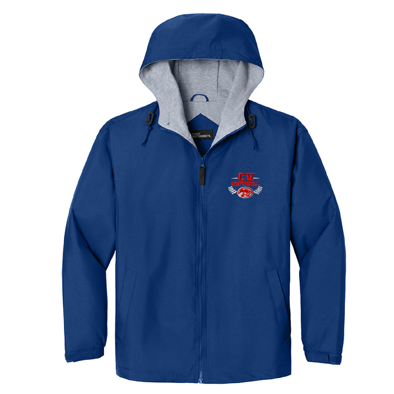 Cassadaga Valley Lady Cougar Softball – Water Resistant Hooded Team Jacket – Royal- EMBROIDERED product image