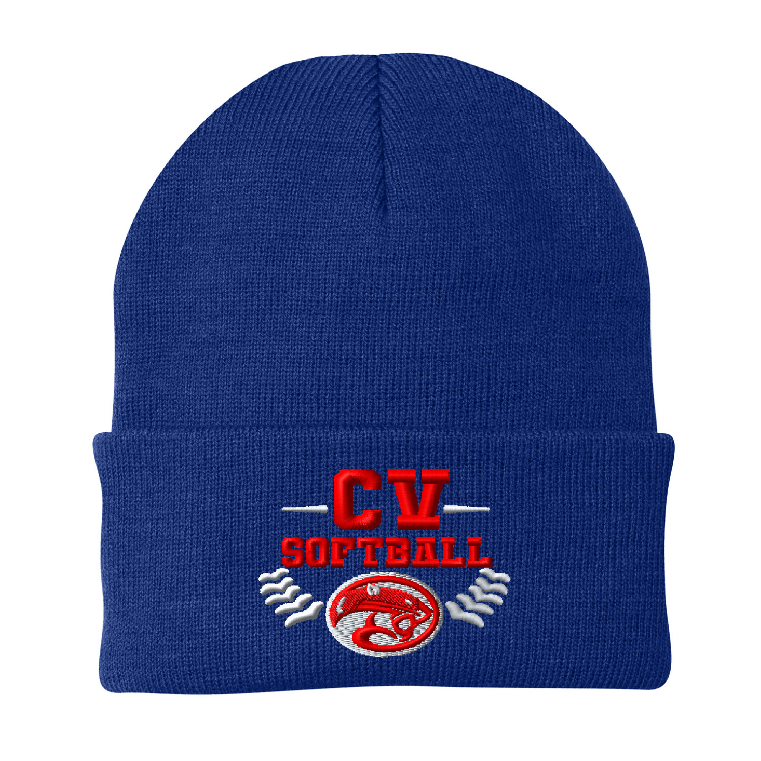 Cassadaga Valley Lady Cougar Softball – Cuffed Beanie – Royal – EMBROIDERED product image