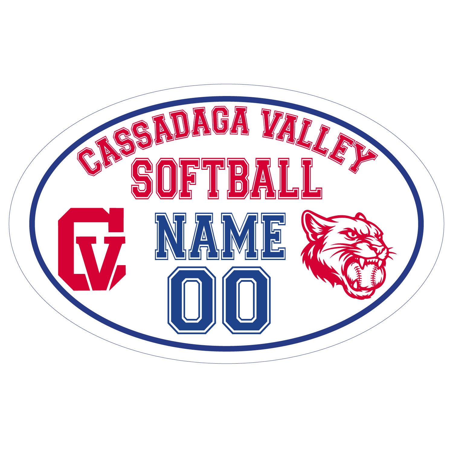 Cassadaga Valley Lady Cougar Softball – Full Color Custom Decal product image