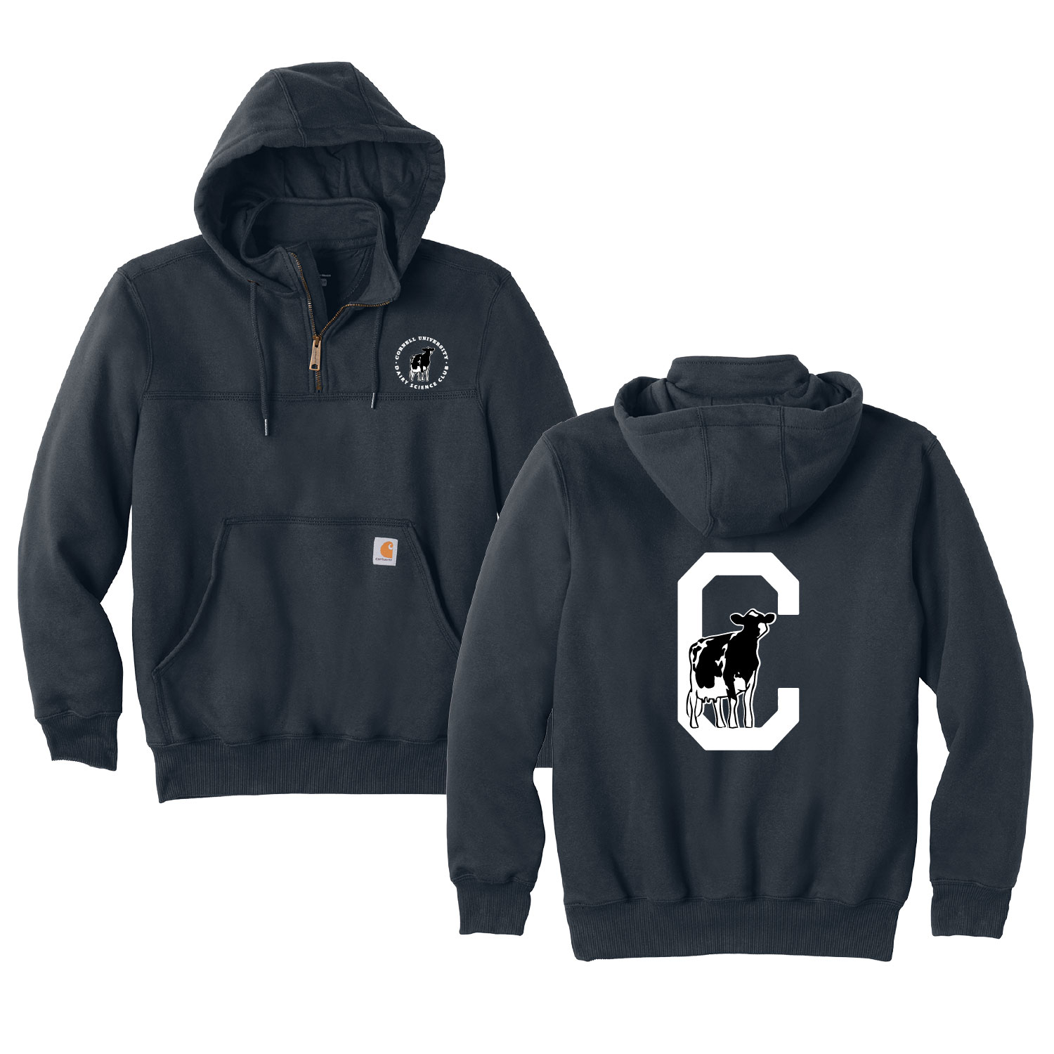 CUDS Spring Sale – Carhartt Rain Defender Paxton Heavyweight Hooded Zip Sweatshirt – New Navy – EMBROIDERED Left Chest and Back Design Option product image