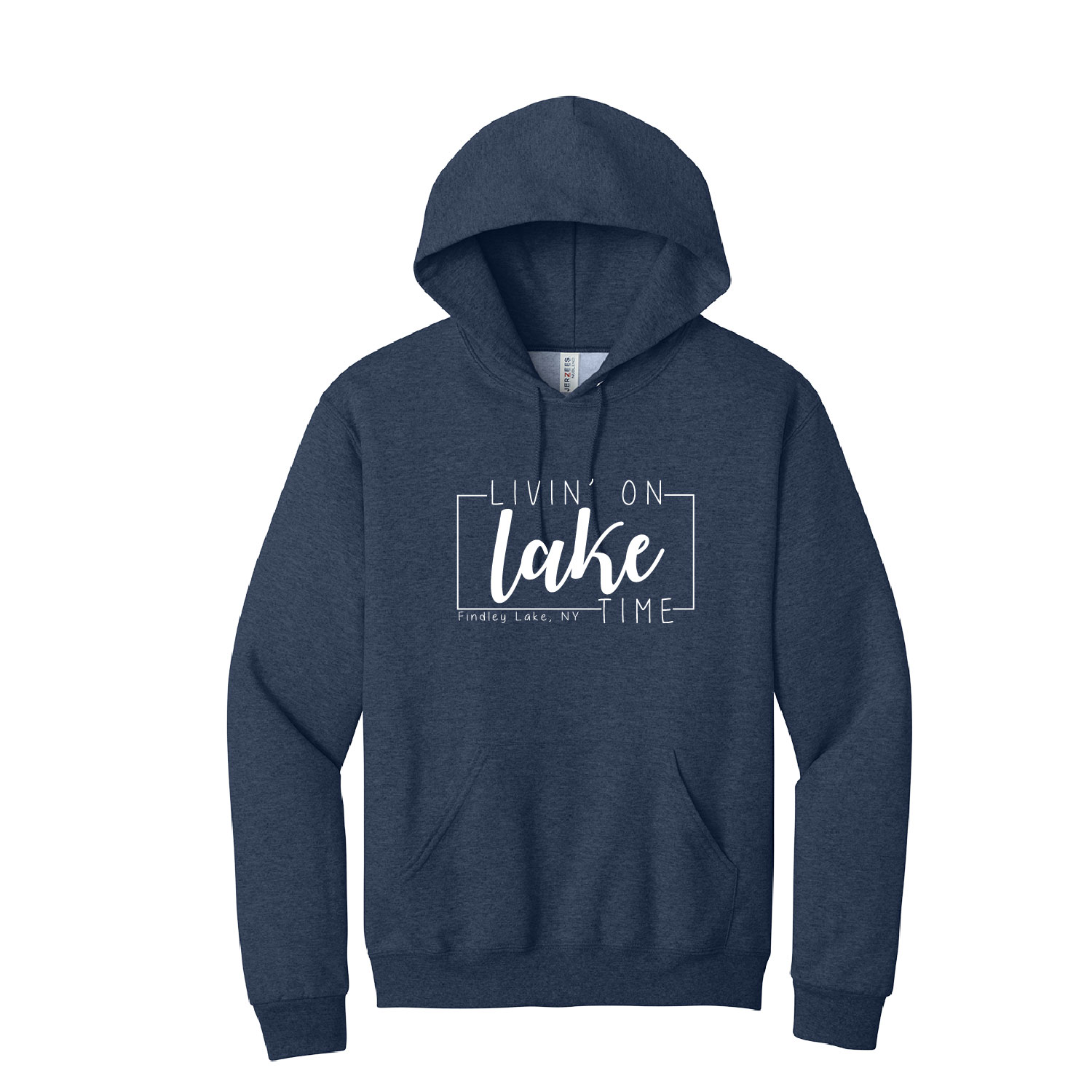 Findley Lake Merch Store - Cotton Hooded Sweatshirt - Vintage Heather Navy - Image 3