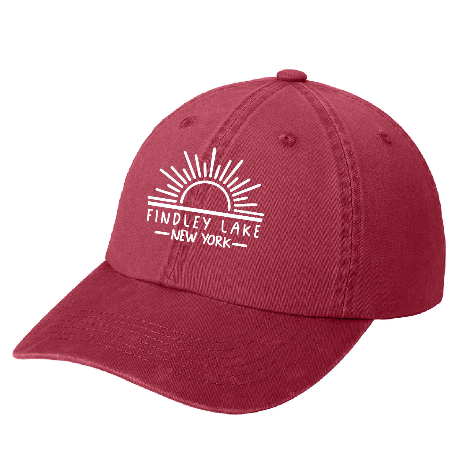 Findley Lake Merch Store -Garment Washed Unstructured Cap – Berry – Embroidered product image