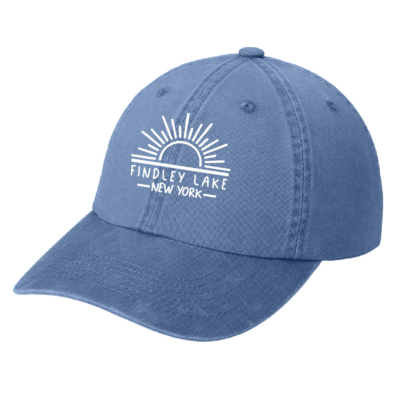 Findley Lake Merch Store -Garment Washed Unstructured Cap – Steel Blue – Embroidered product image