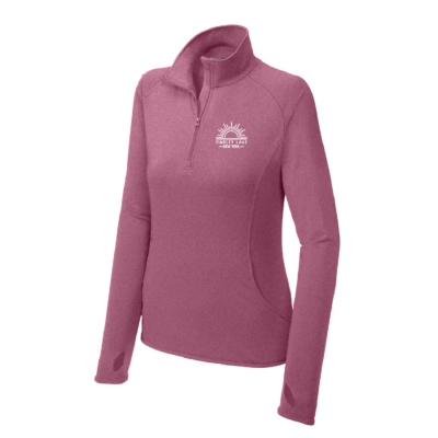 Findley Lake Merch Store – Ladies Poly / Spandex Quarter Zip – Pink Rush Heather  – EMBROIDERED product image