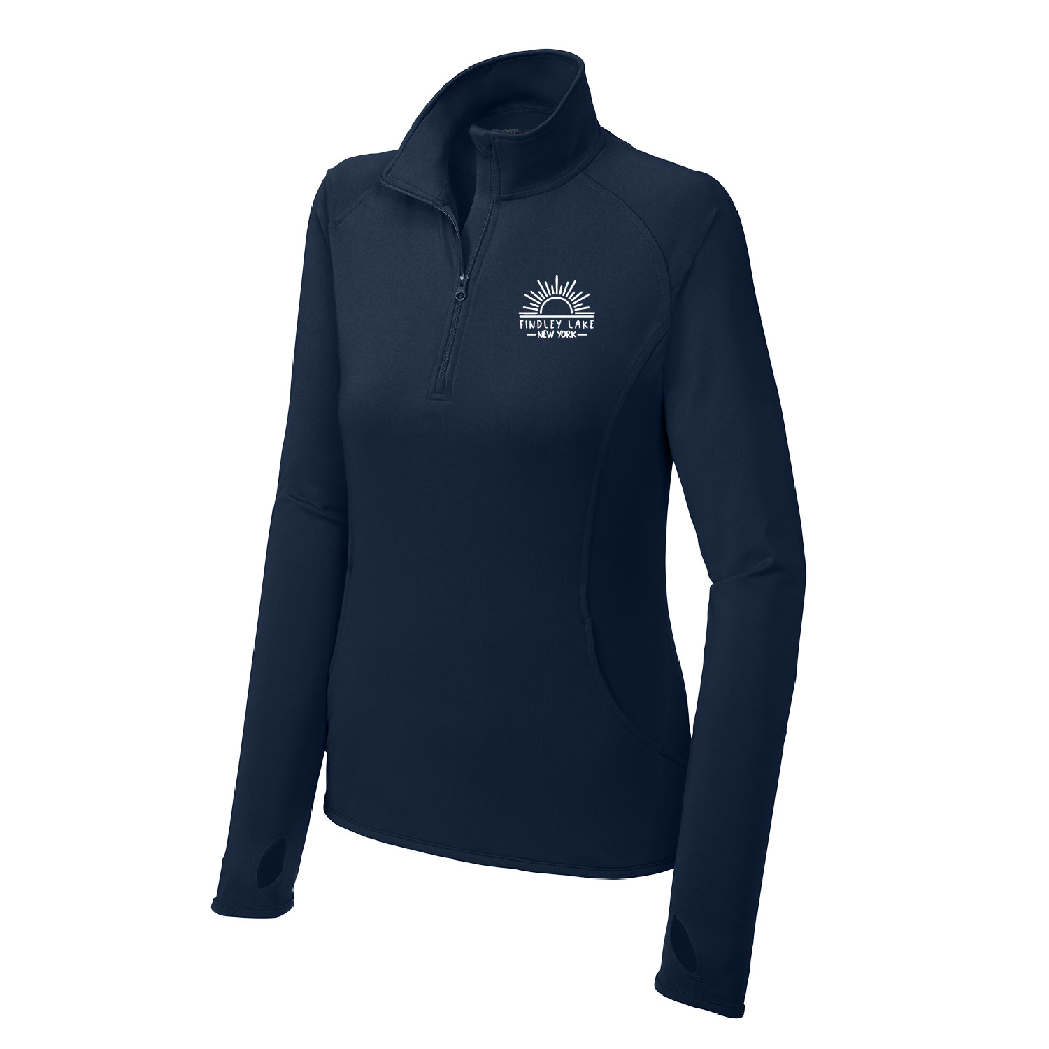 Findley Lake Merch Store – Ladies Poly / Spandex Quarter Zip – Navy – EMBROIDERED product image