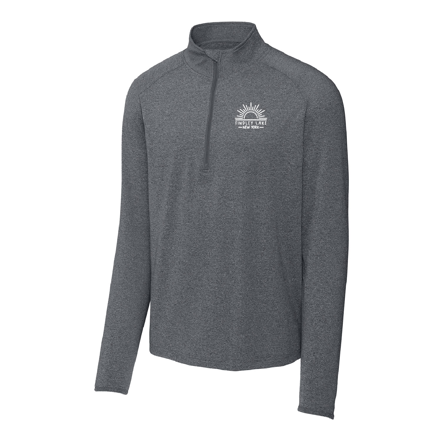 Findley Lake Merch Store – Unisex Poly / Spandex Quarter Zip – Charcoal Gray Heather – EMBROIDERED product image