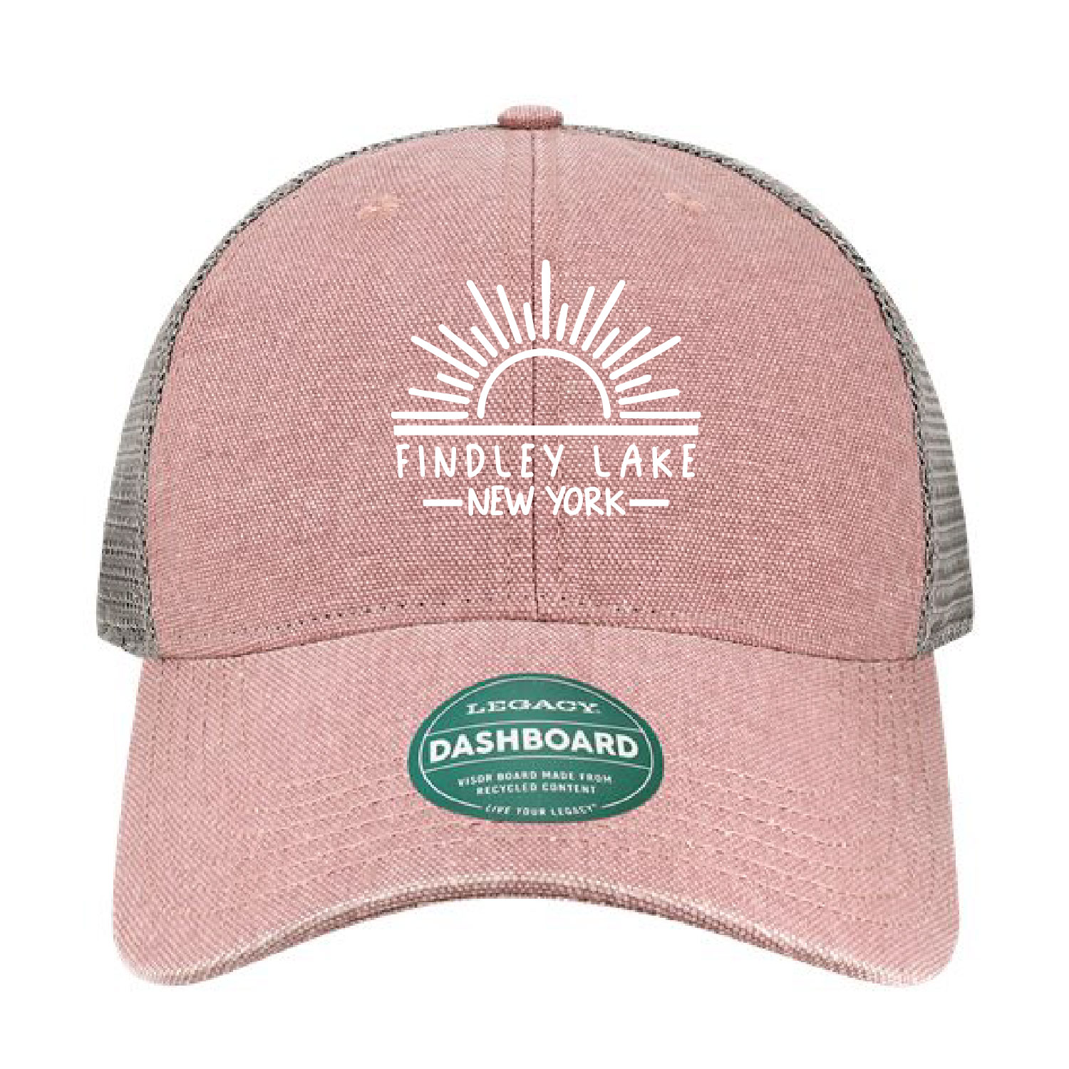 Findley Lake Merch Store – Legacy Unstructured Mesh Back Trucker Cap – Dusty Rose/Gray – Embroidered product image