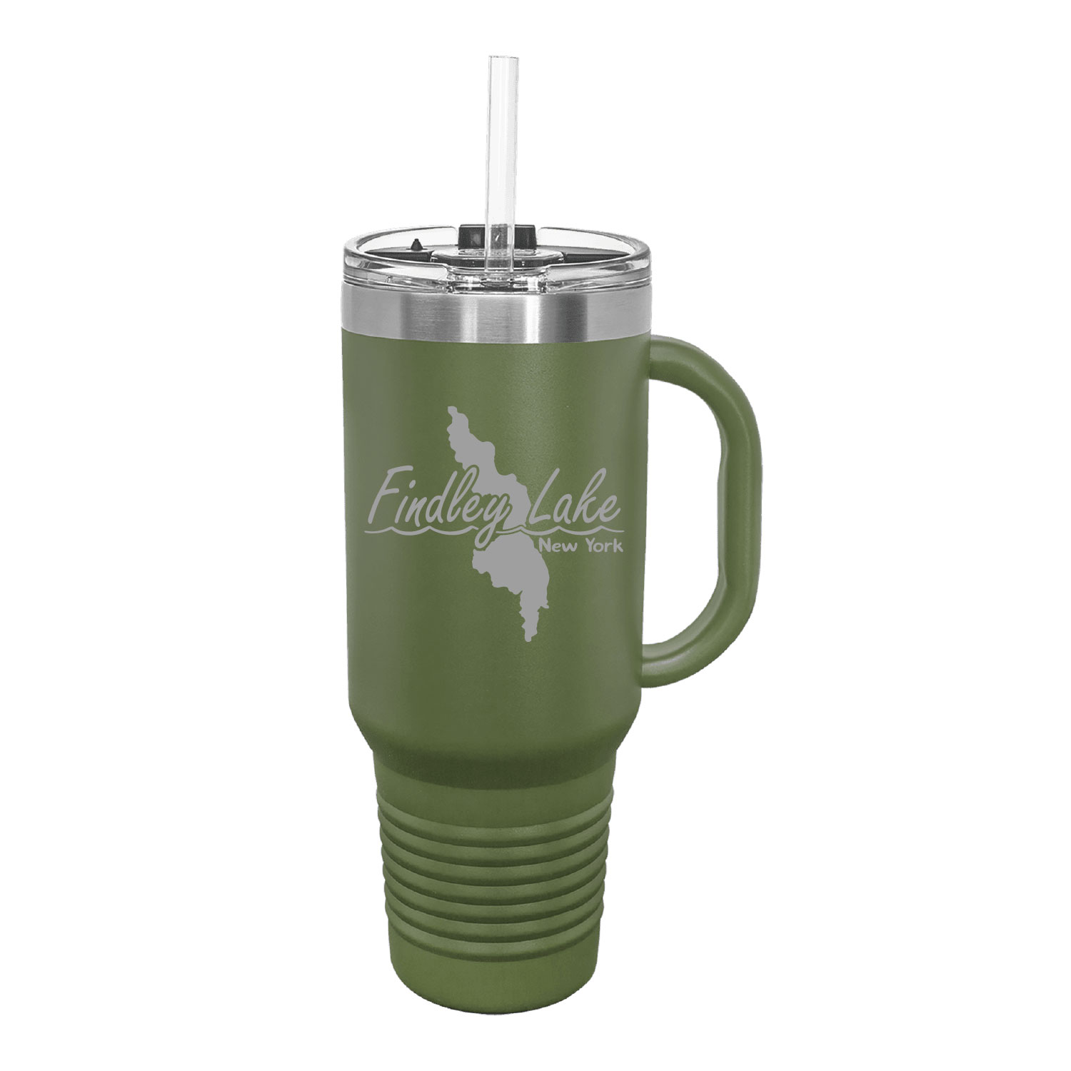Findley Lake Merch Store – Polar Camel 40 oz. Olive Green Travel Mug with Snap Lid & Straw – ENGRAVED product image