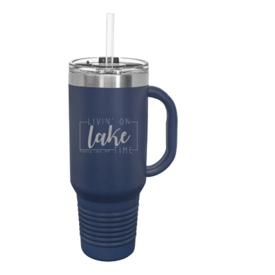 Findley Lake Merch Store - Polar Camel 40 oz. Navy Blue Travel Mug with Snap Lid & Straw - ENGRAVED