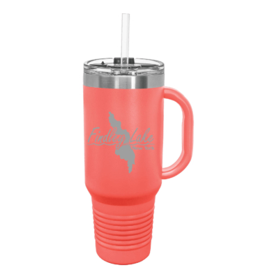 Findley Lake Merch Store - Polar Camel 40 oz. Coral Travel Mug with Snap Lid & Straw - ENGRAVED