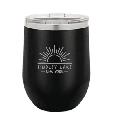 Findley Lake Merch Store - Polar Camel 12 oz. Black Stemless Wine Tumbler with Standard Lid - ENGRAVED