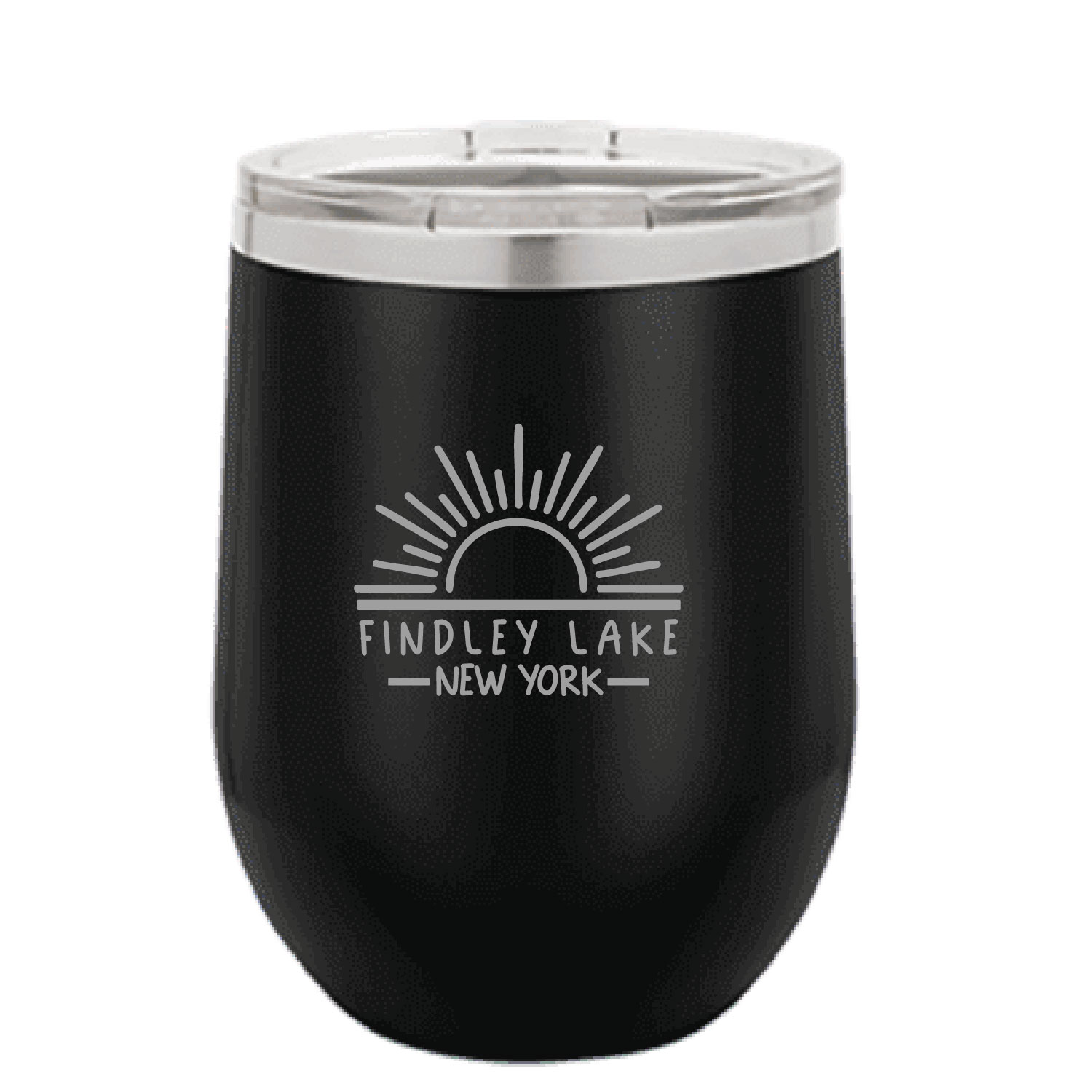 Findley Lake Merch Store – Polar Camel 12 oz. Black Stemless Wine Tumbler with Standard Lid – ENGRAVED product image