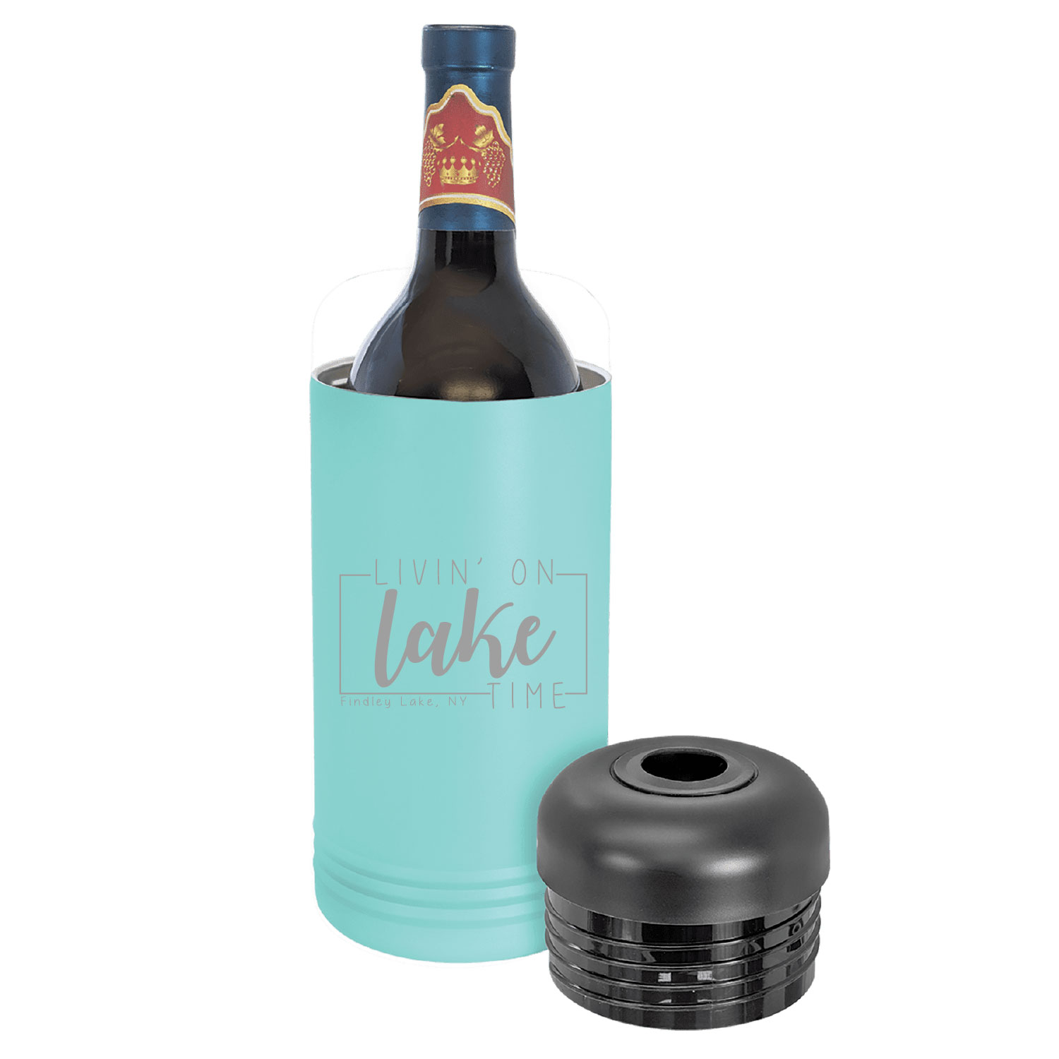 Findley Lake Merch Store – Teal Wine Chiller Polar Camel – ENGRAVED product image