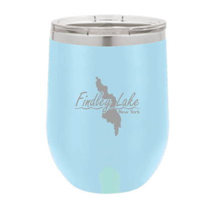 Findley Lake Merch Store – Polar Camel 12 oz. Light Blue Stemless Wine Tumbler with Standard Lid – ENGRAVED product image