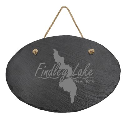 Findley Lake Merch Store - 11 3/4" x 7 3/4" Oval Slate Decor with Hanger String - ENGRAVED
