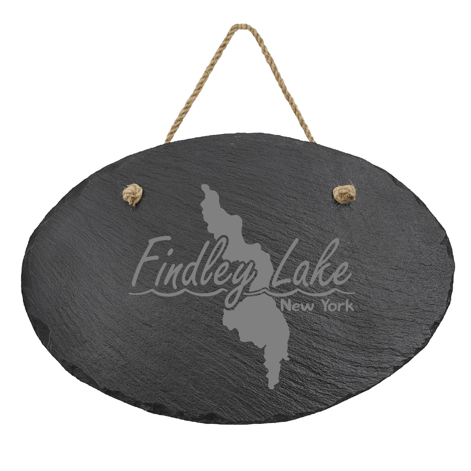 Findley Lake Merch Store – 11 3/4″ x 7 3/4″ Oval Slate Decor with Hanger String – ENGRAVED product image