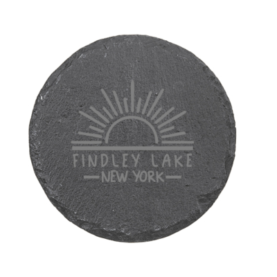 Findley Lake Merch Store – 4″ Round Slate Coaster – ENGRAVED product image