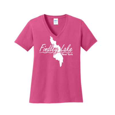 Findley Lake Merch Store – Ladies Cotton V-Neck – Sangria product image