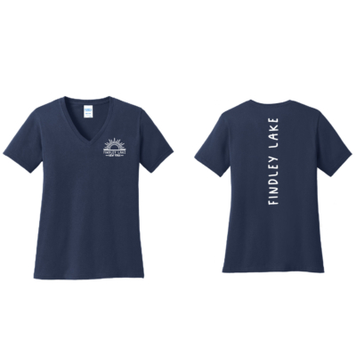 Findley Lake Merch Store - Ladies Cotton V-Neck - Navy