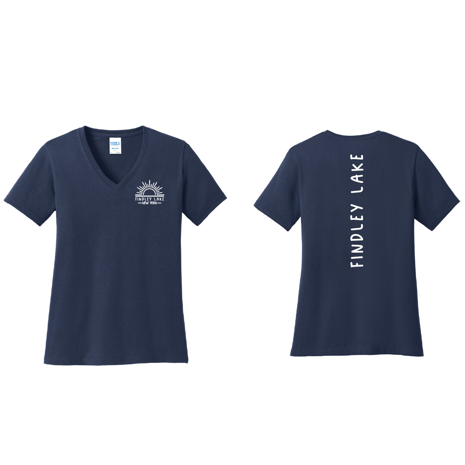 Findley Lake Merch Store – Ladies Cotton V-Neck – Navy product image