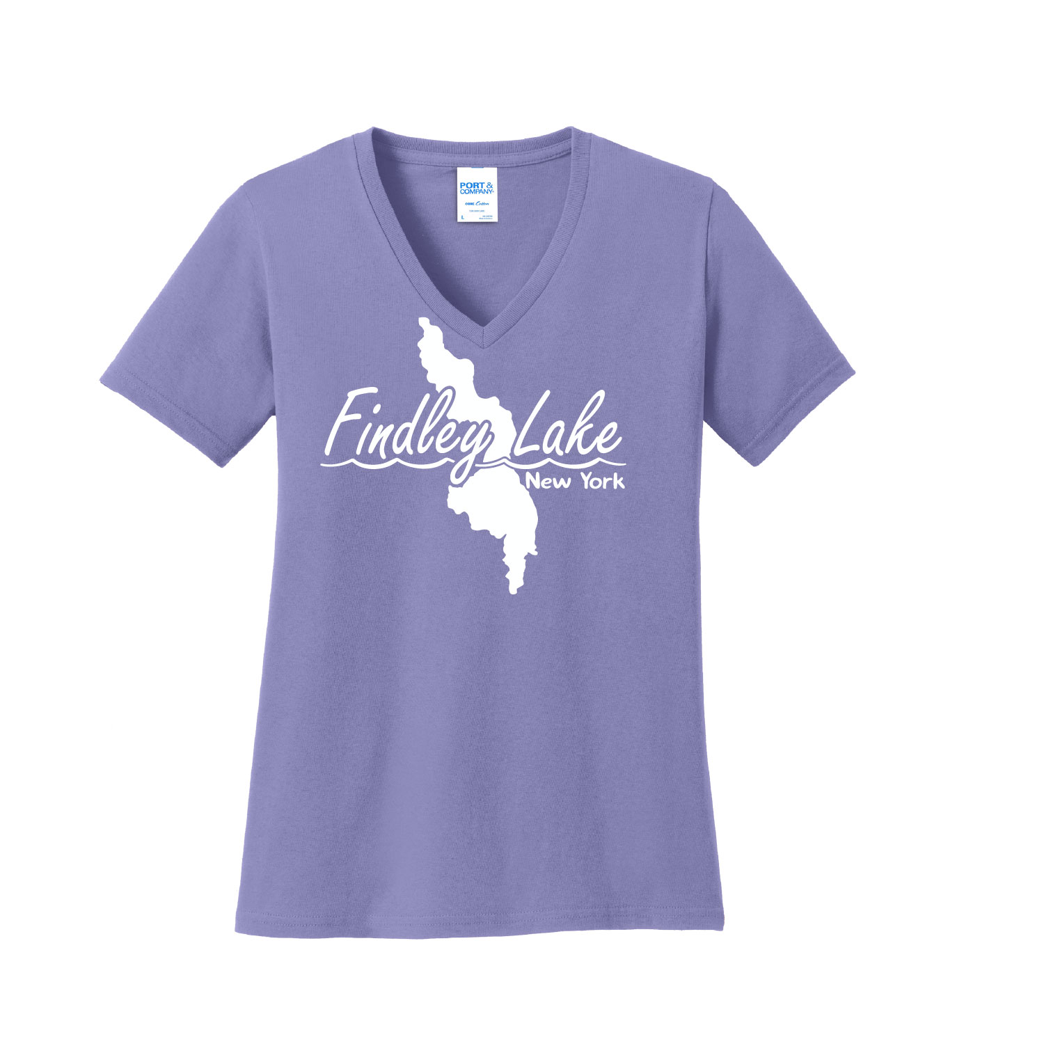 Findley Lake Merch Store - Ladies Cotton V-Neck - Violet - Image 3