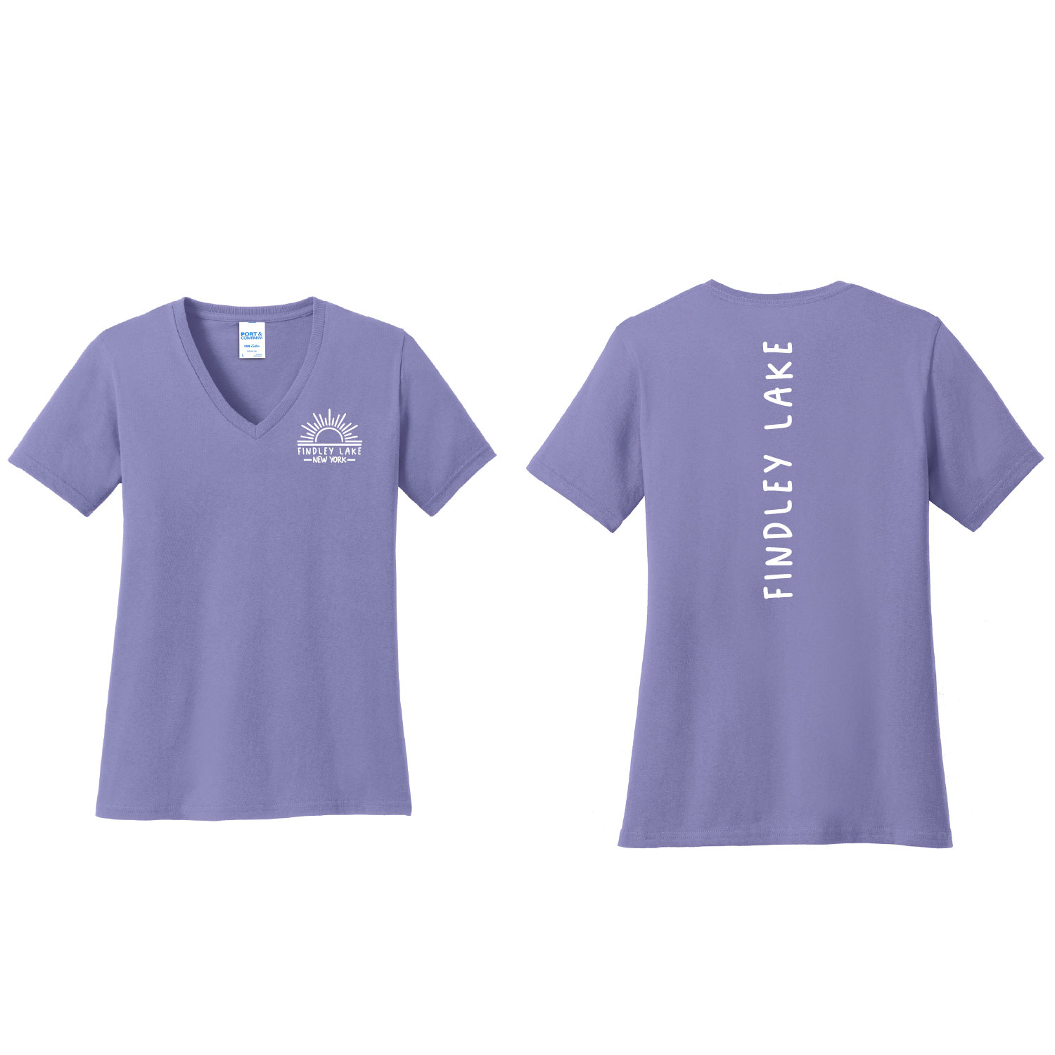 Findley Lake Merch Store - Ladies Cotton V-Neck - Violet - Image 2