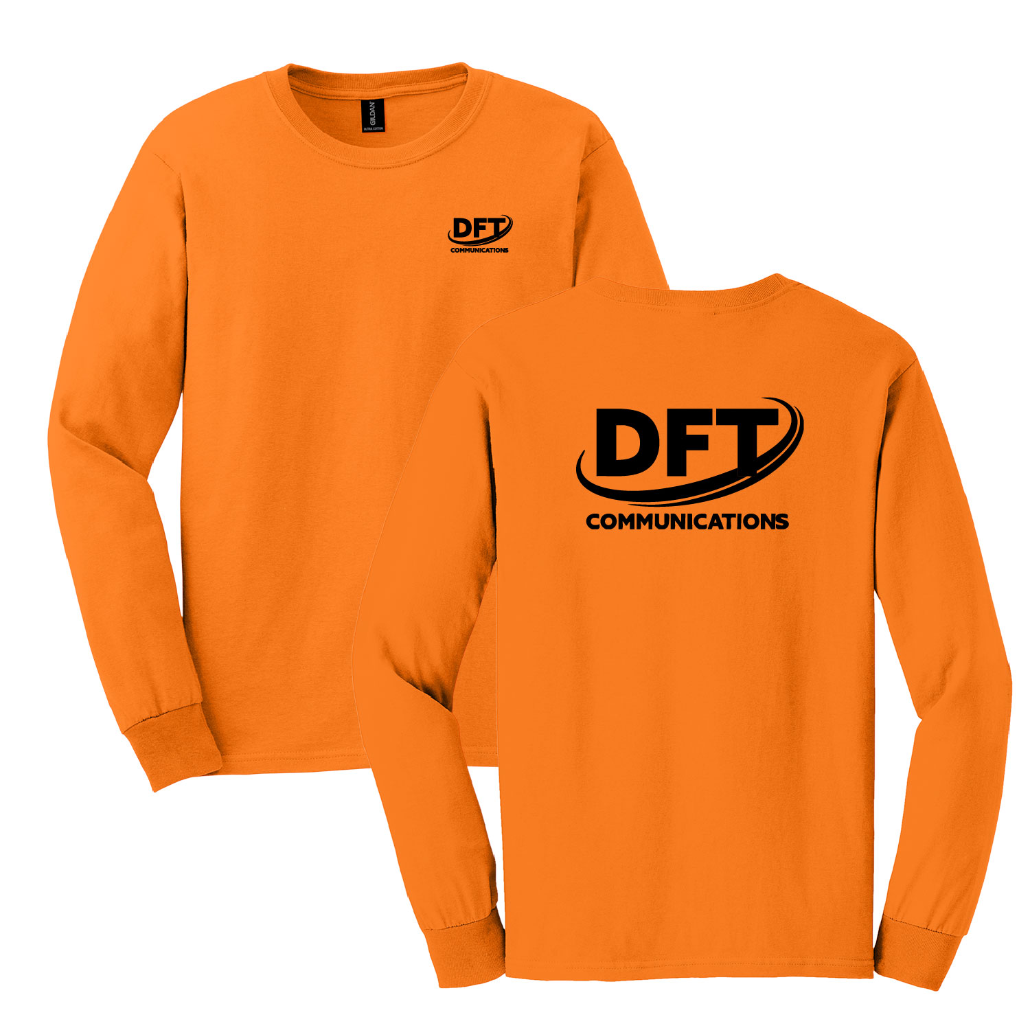 DFT Communications – Gildan Long Sleeve Cotton Shirt – PRINTED – Safety Orange product image