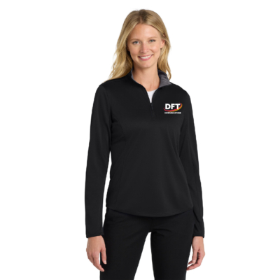 DFT Communications – Ladies Silk Touch Performance Quarter Zip – EMBROIDERED – Black/Steel Gray product image