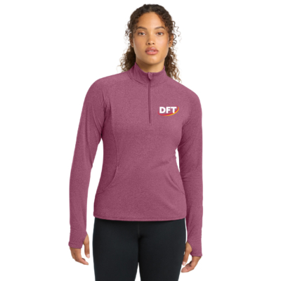 DFT Communications – Ladies Quarter Zip – EMBROIDERED – Pink Rush Heather product image