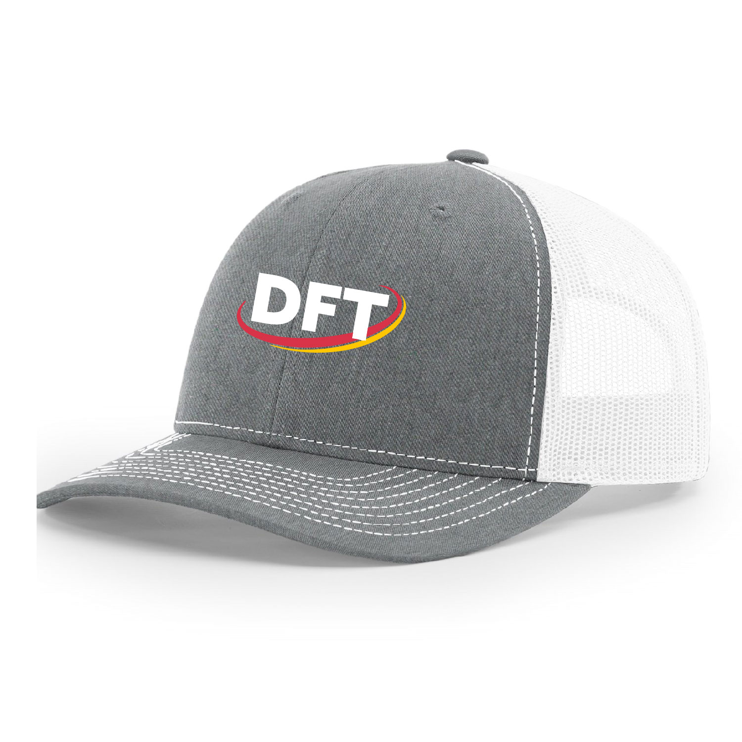 DFT Communications – Richardson Mesh Back Trucker Cap – Heather Gray/White – EMBROIDERED product image