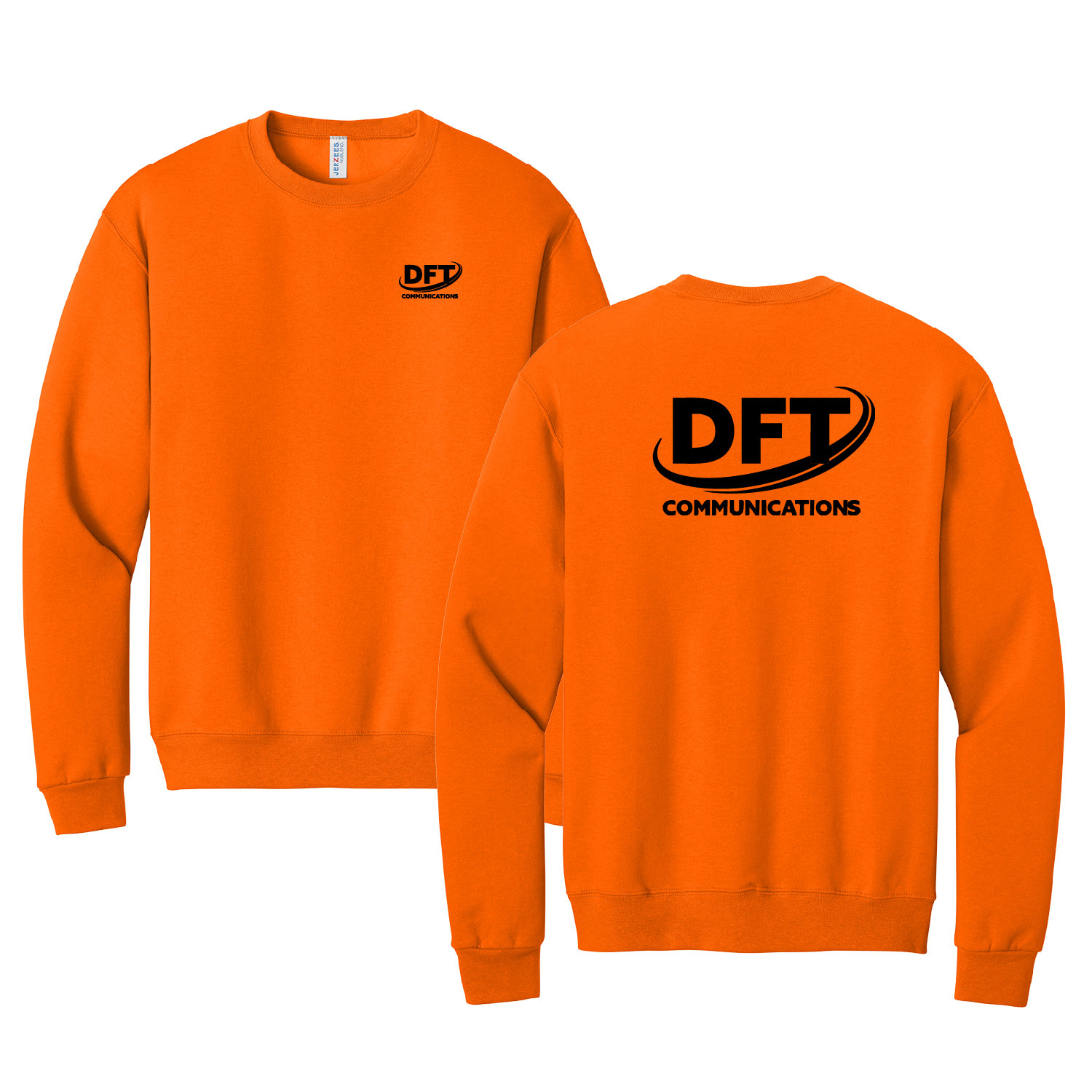 DFT Communications – Jerzee Cotton Crew Sweatshirt – PRINTED – Safety Orange product image