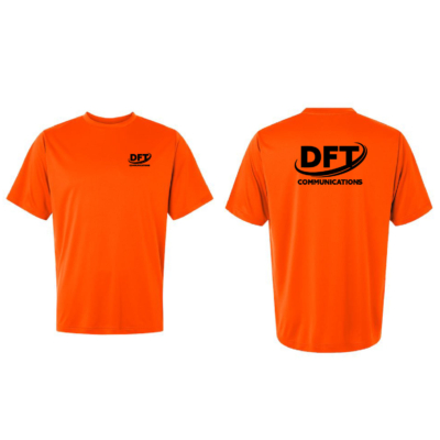 DFT Communications – Moisture Wicking – UPF 50+ Protection Short Sleeve Shirt – PRINTED – Safety Orange product image