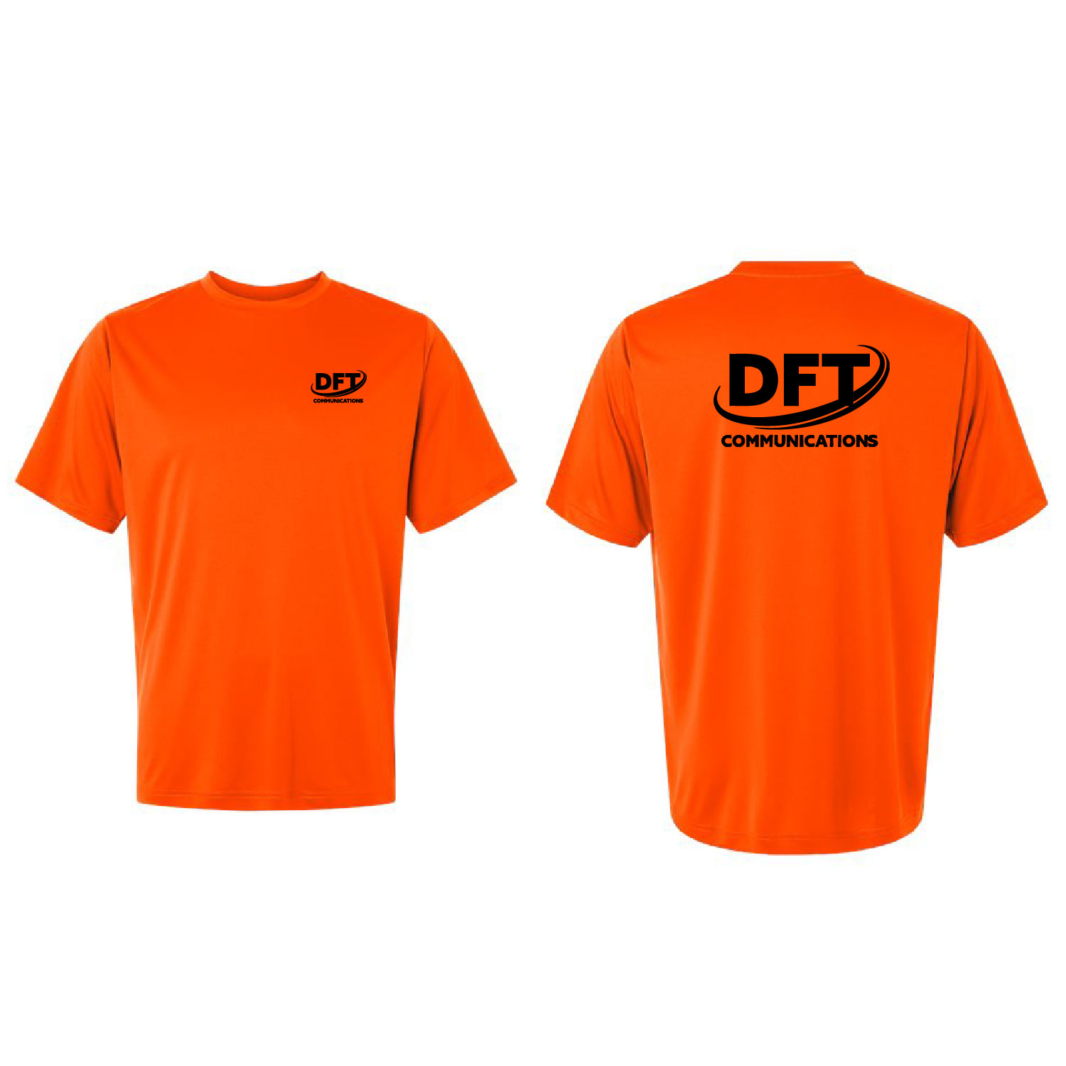 DFT Communications – Moisture Wicking – UPF 50+ Protection Short Sleeve Shirt – PRINTED – Safety Orange product image